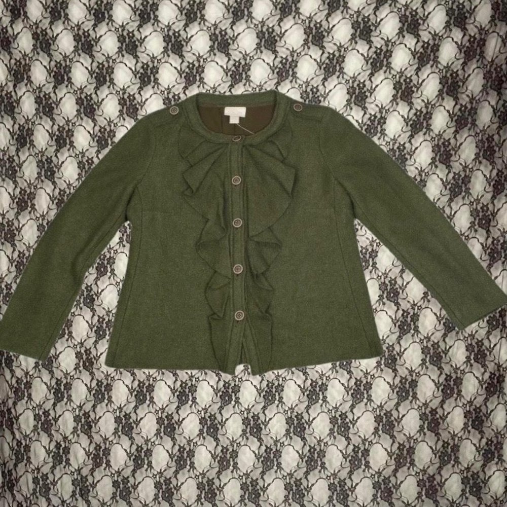 fairycore wool ruffled witchy jacket chicos womens medium